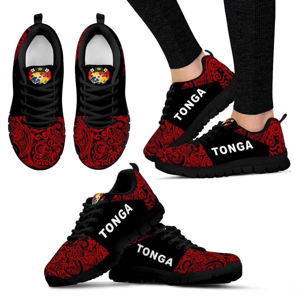 Tonga Sneakers Polynesian Half Style Black - Vibe Hoodie Shop