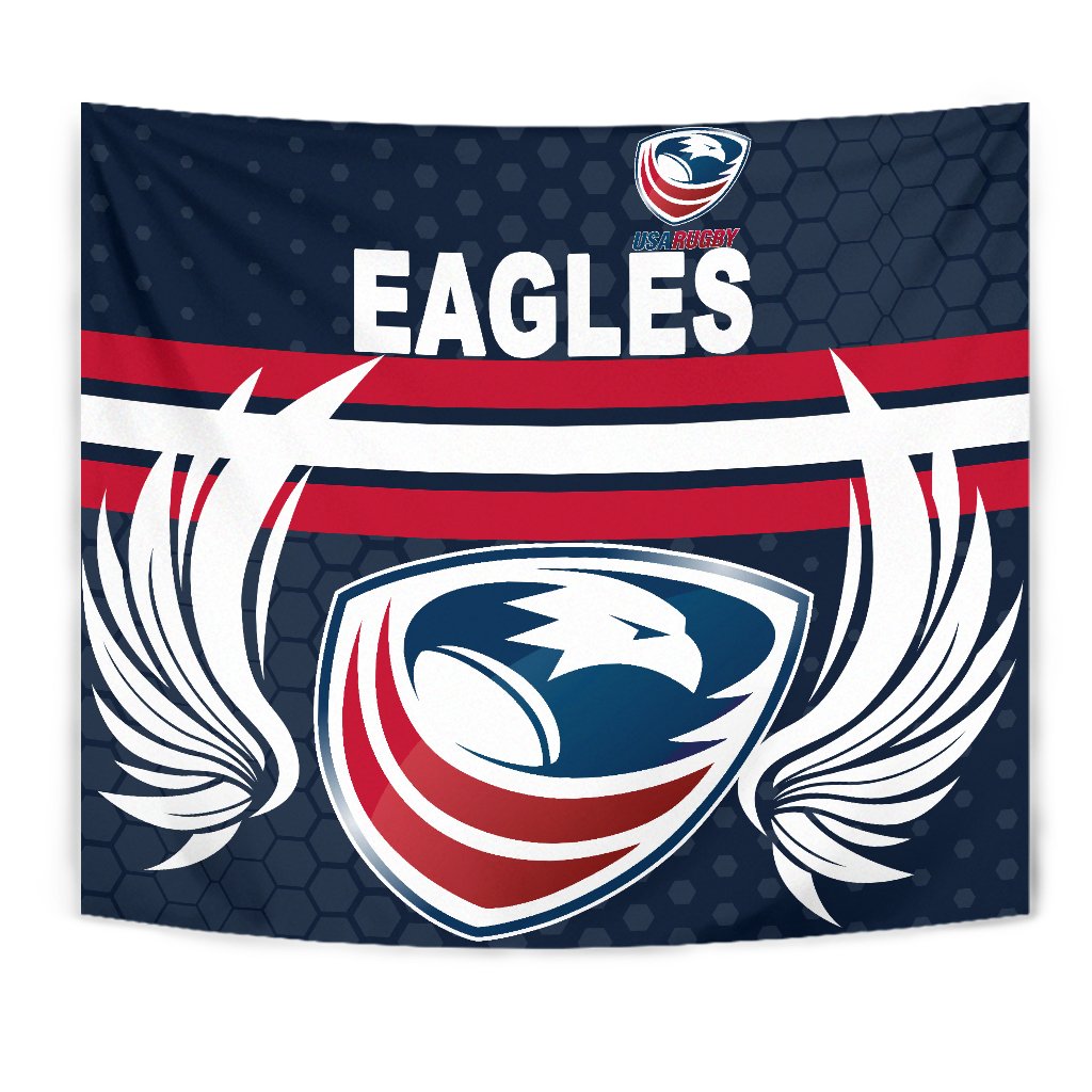 USA Rugby Tapestry Eagles Simple Style - Full Navy - Vibe Hoodie Shop