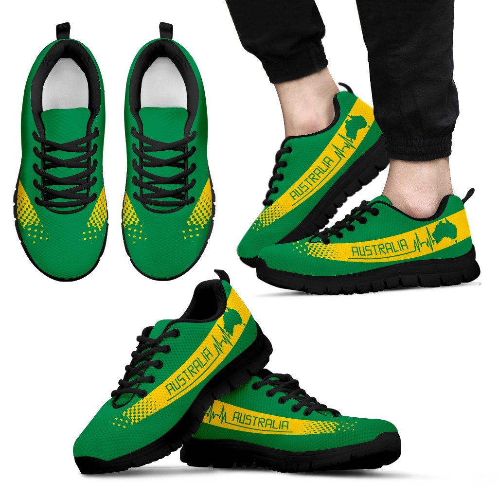 Australia Sneakers - Australian Map Shoes Heartbeat National Color - Unisex - Vibe Hoodie Shop