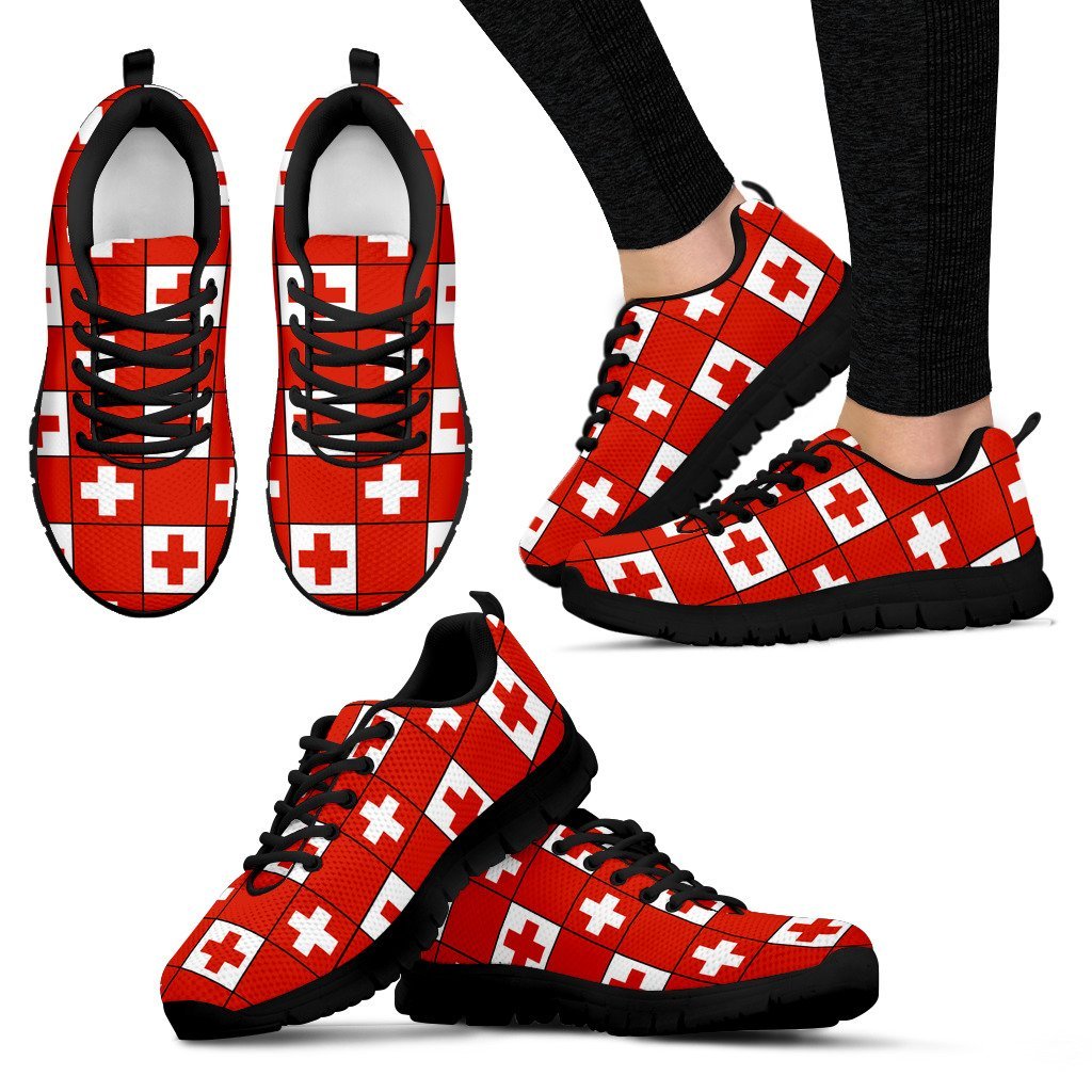 Tonga Flag Square Grid Sneakers - Vibe Hoodie Shop