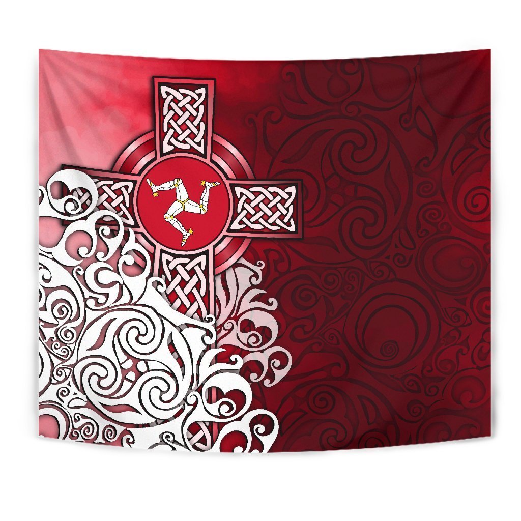 Celtic Tapestry - Isle Of Man Flag With Celtic Cross - Vibe Hoodie Shop