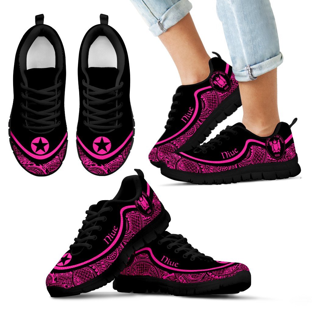 Niue Wave Sneakers - Polynesian Pattern Pink Color - Vibe Hoodie Shop