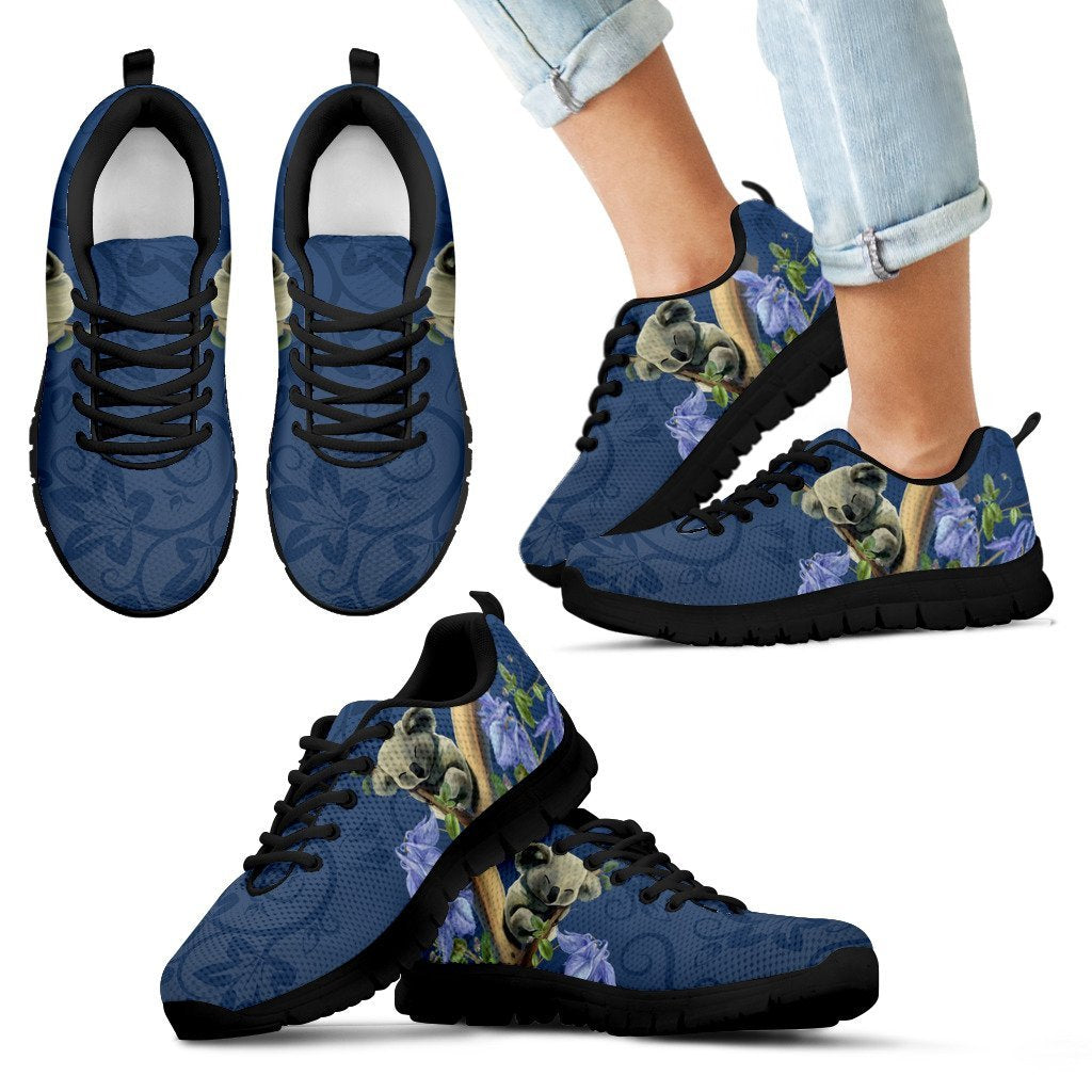 Australia Sneakers - Koala Sleep Shoes Bluebell Flower Patterns - Unisex - Vibe Hoodie Shop