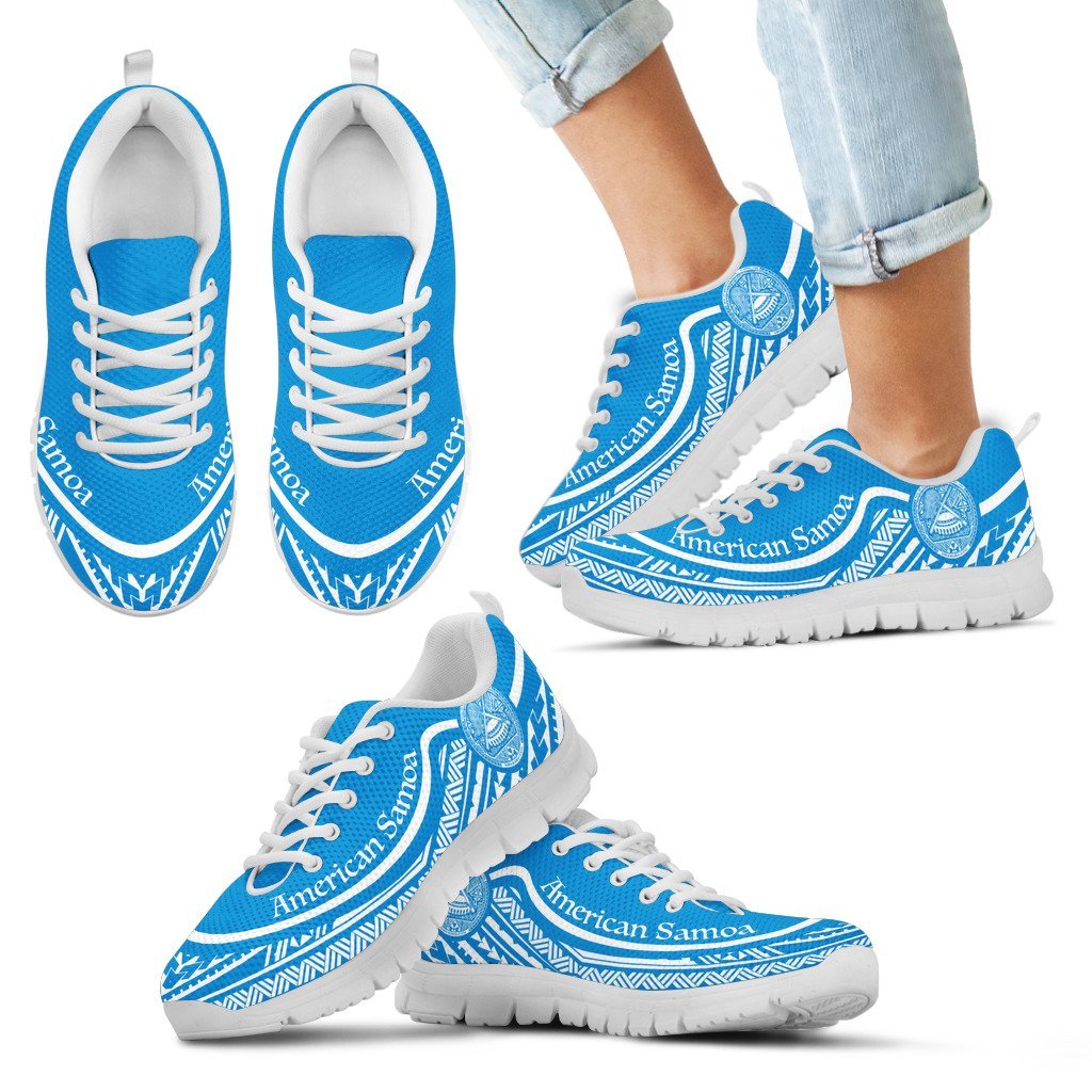 American Samoa Wave Sneakers White Blue Color - Vibe Hoodie Shop