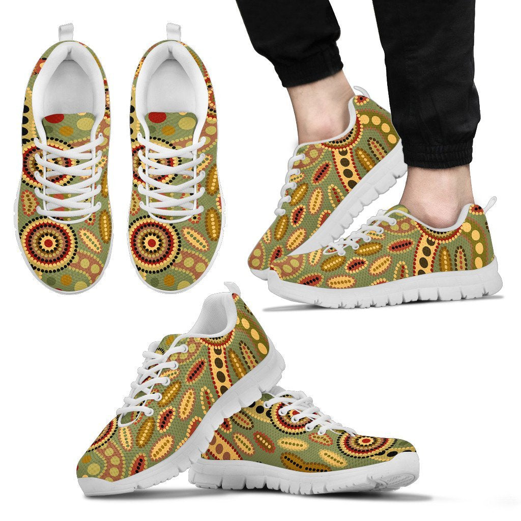 Aboriginal Sneakers, Circle Dot Painting Indigenous Patterns - Vibe Hoodie Shop