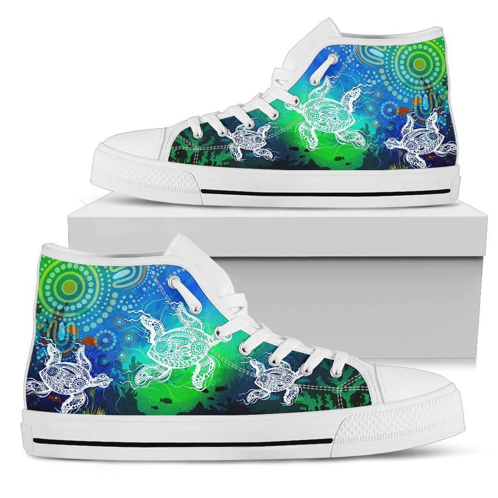 aboriginal-high-top-shoe-indigenous-turtle-ocean-dot-painting-art