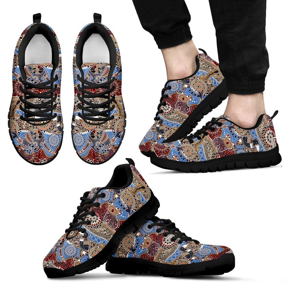 Aboriginal Sneakers, Koala Kangaroo Patterns Australian Animals - Vibe Hoodie Shop