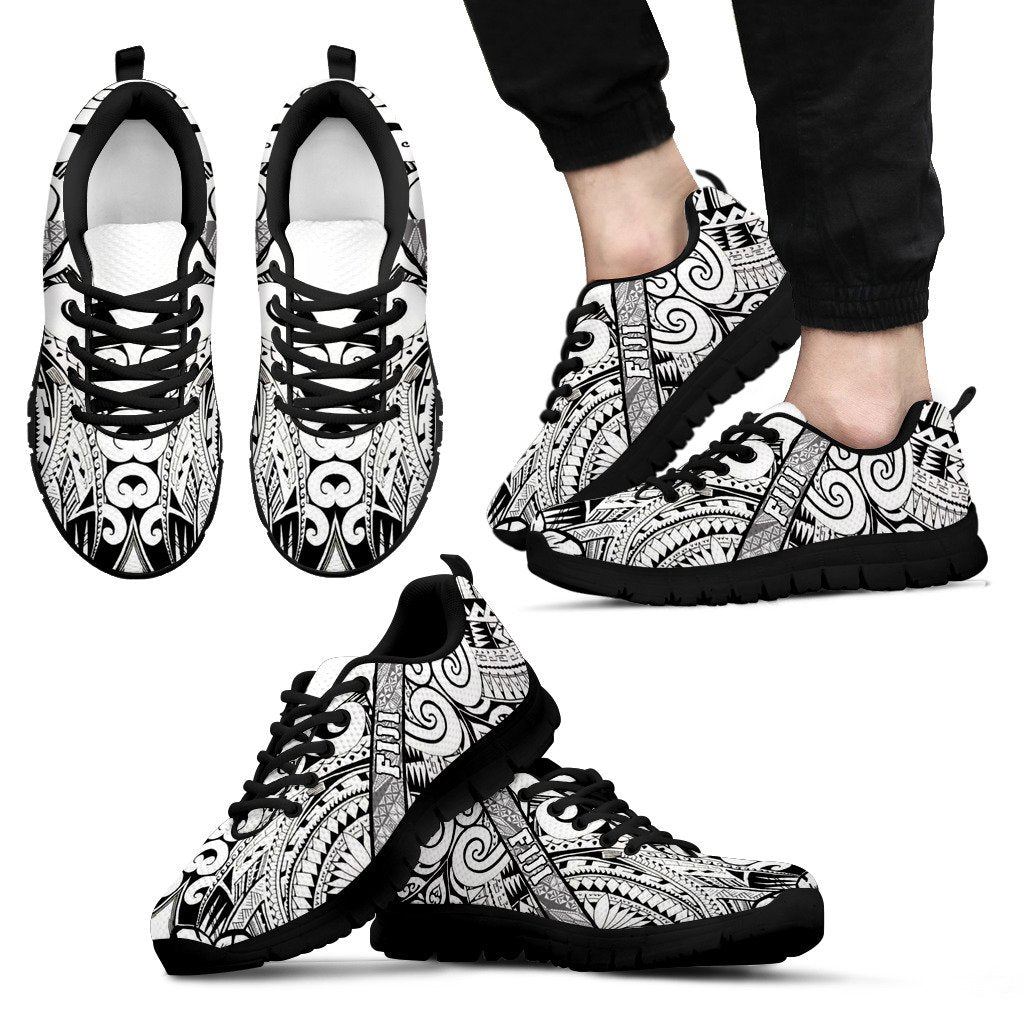 Fiji Poly Tribal Sneakers Black And White Skillful - Vibe Hoodie Shop