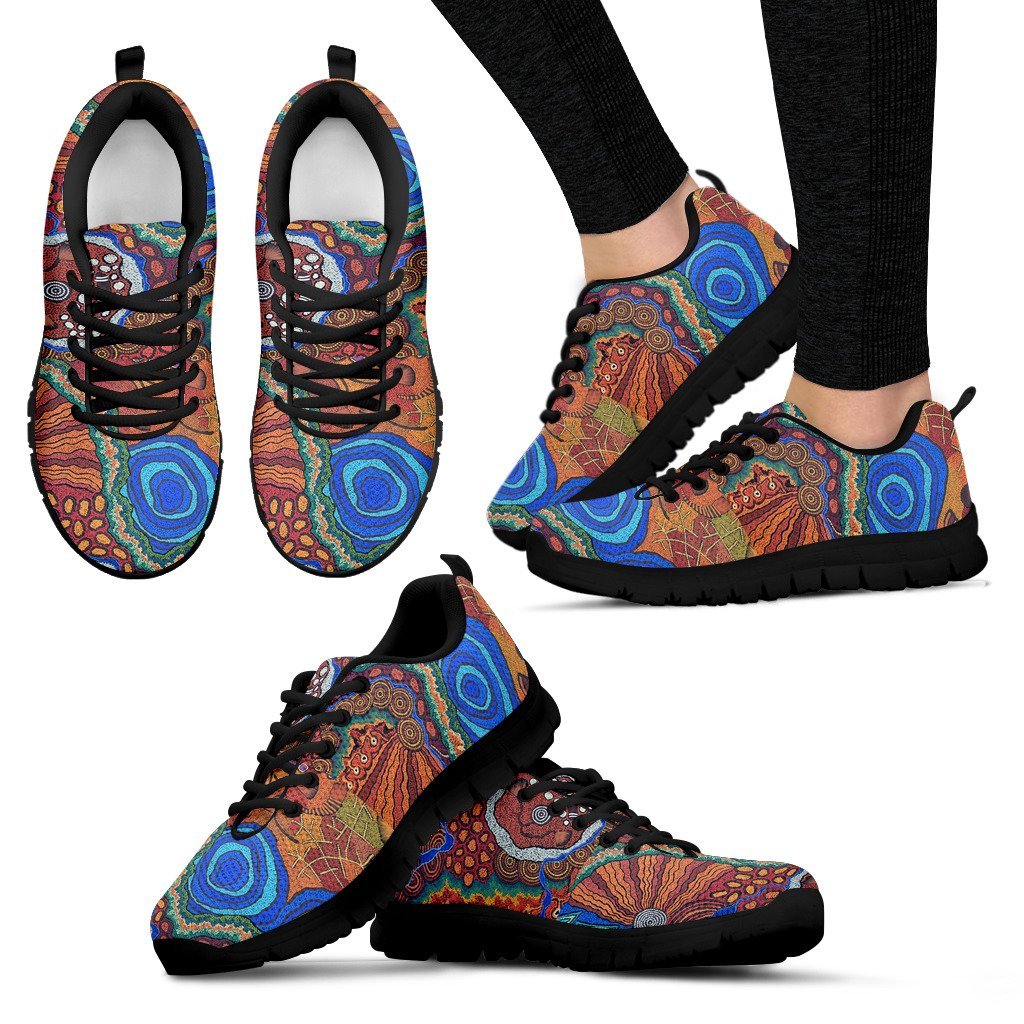 Aboriginal Sneakers, Uluru Landscape Art Colorful Ethnic - Vibe Hoodie Shop