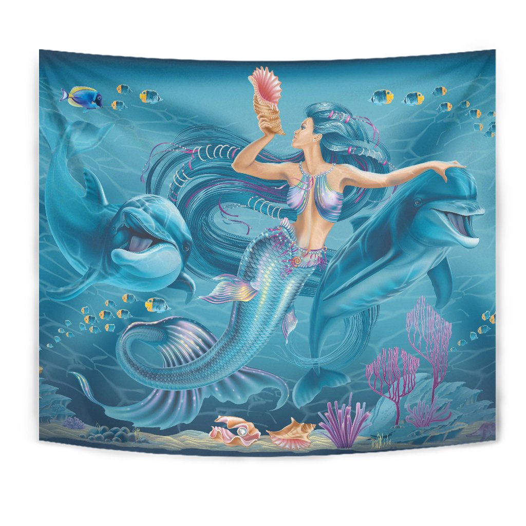 Tapestry - Australia Beautiful Mermaid With Dolphin - Vibe Hoodie Shop