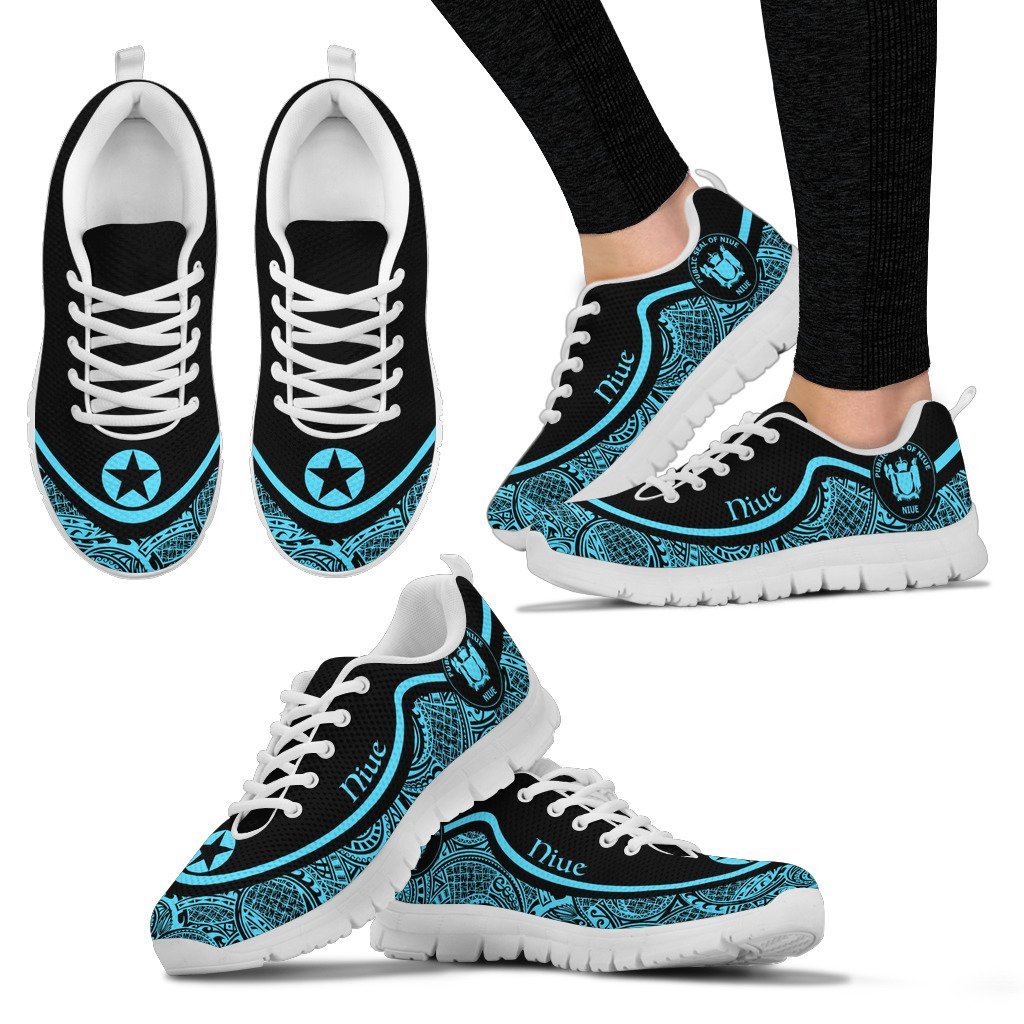 Niue Wave Sneakers - Polynesian Pattern Blue Color - Vibe Hoodie Shop