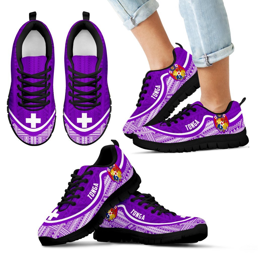 Tonga Wave Sneakers - Polynesian Pattern White Purple Color - Vibe Hoodie Shop