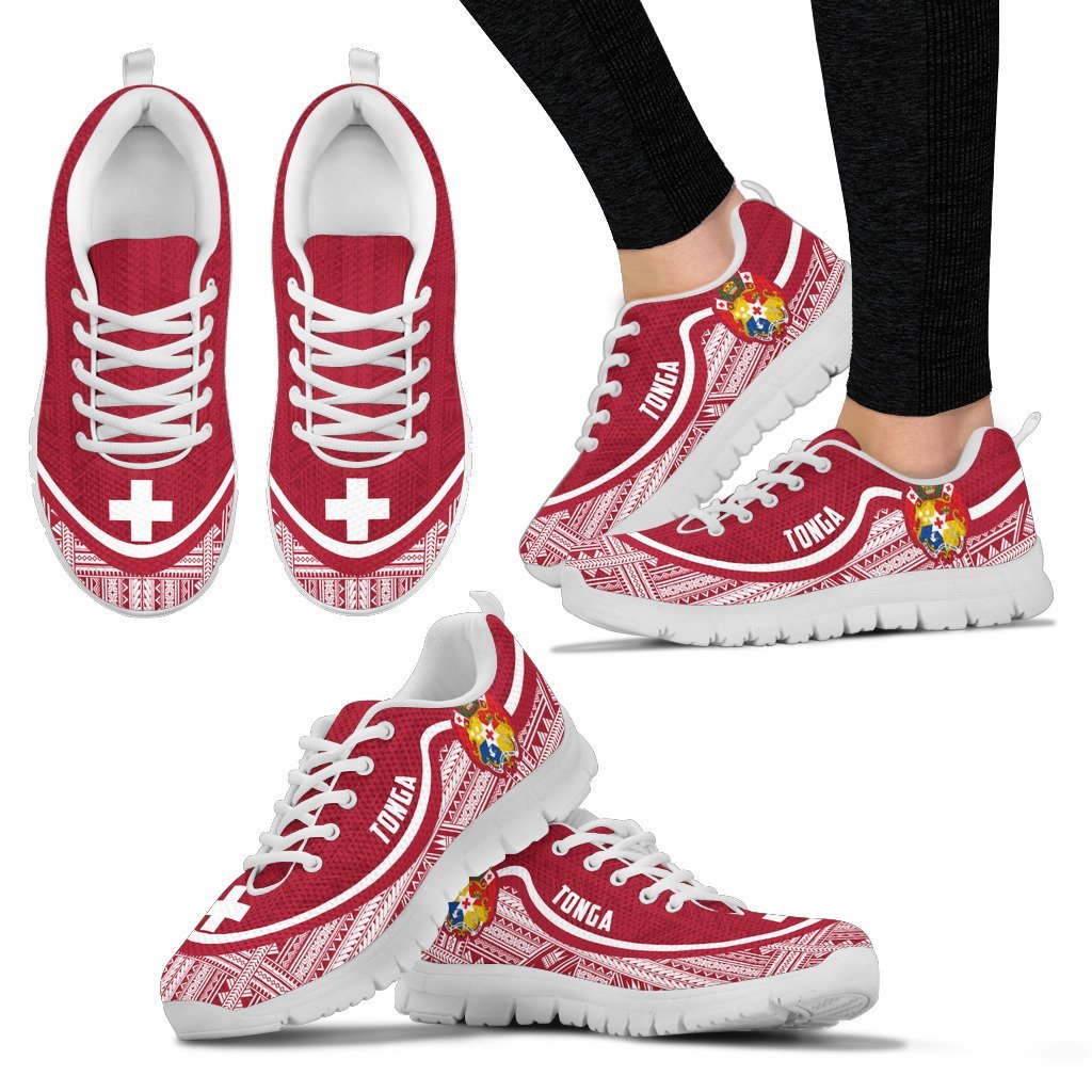 Tonga Wave Sneakers - Polynesian Pattern White Red Color - Vibe Hoodie Shop