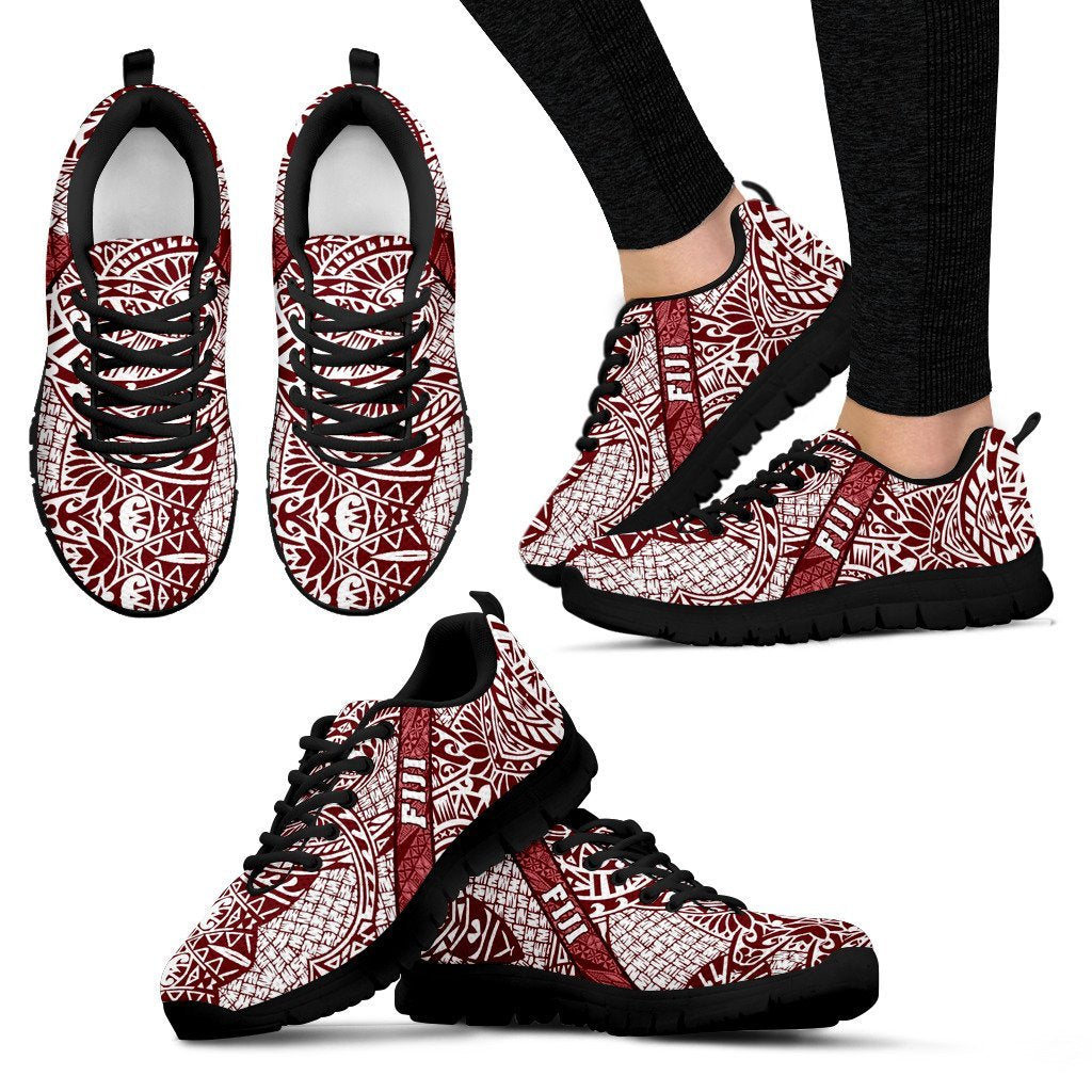 Fiji Poly Tribal Sneakers Red And White - Vibe Hoodie Shop