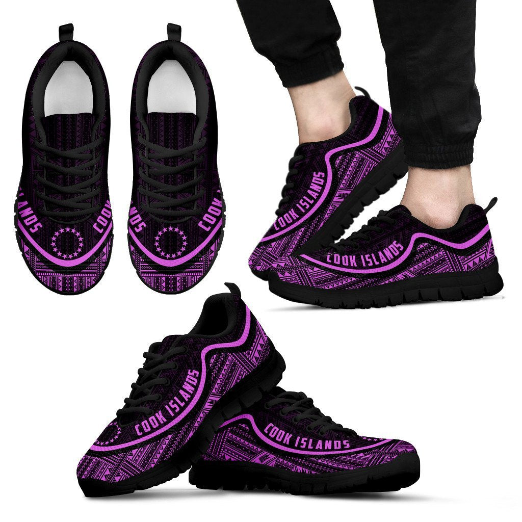 Cook Islands Wave Sneakers - Polynesian Pattern Purple Color - Vibe Hoodie Shop