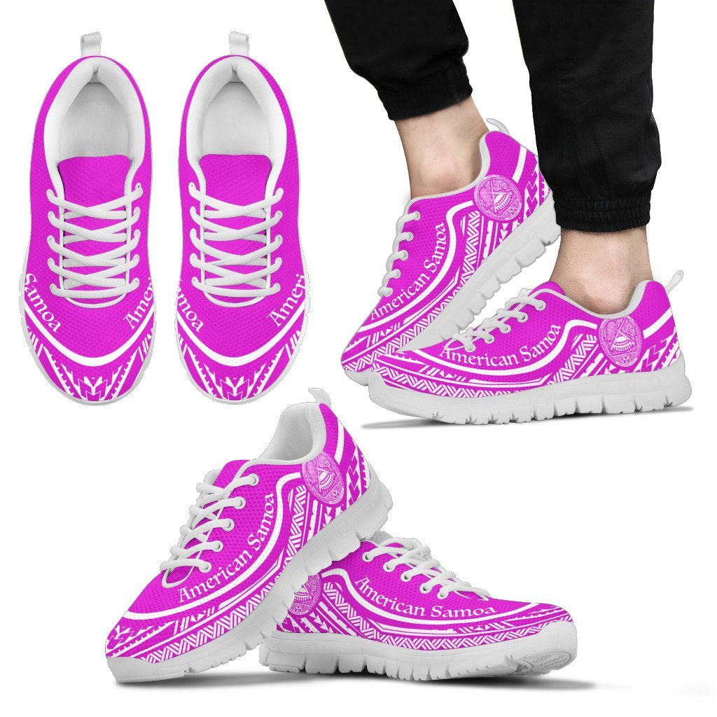 American Samoa Wave Sneakers White Pink Color - Vibe Hoodie Shop