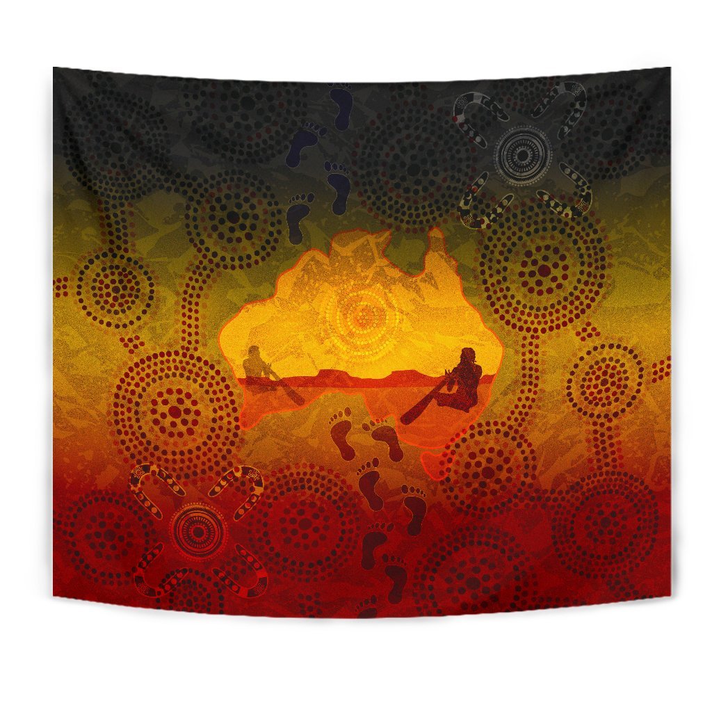 Aboriginal Tapestry - Australian Map with Indigenous Color - Vibe Hoodie Shop