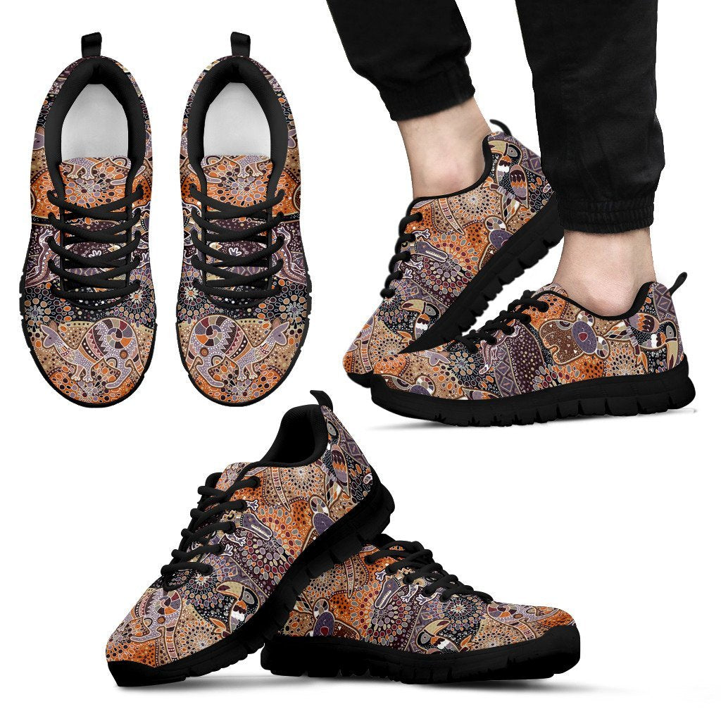 Aboriginal Sneakers, Koala Patterns Kangaroo Kookaburra Bohemian Style - Vibe Hoodie Shop