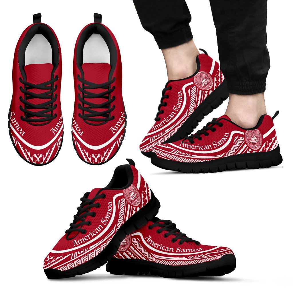 American Samoa Wave Sneakers White Red Color - Vibe Hoodie Shop