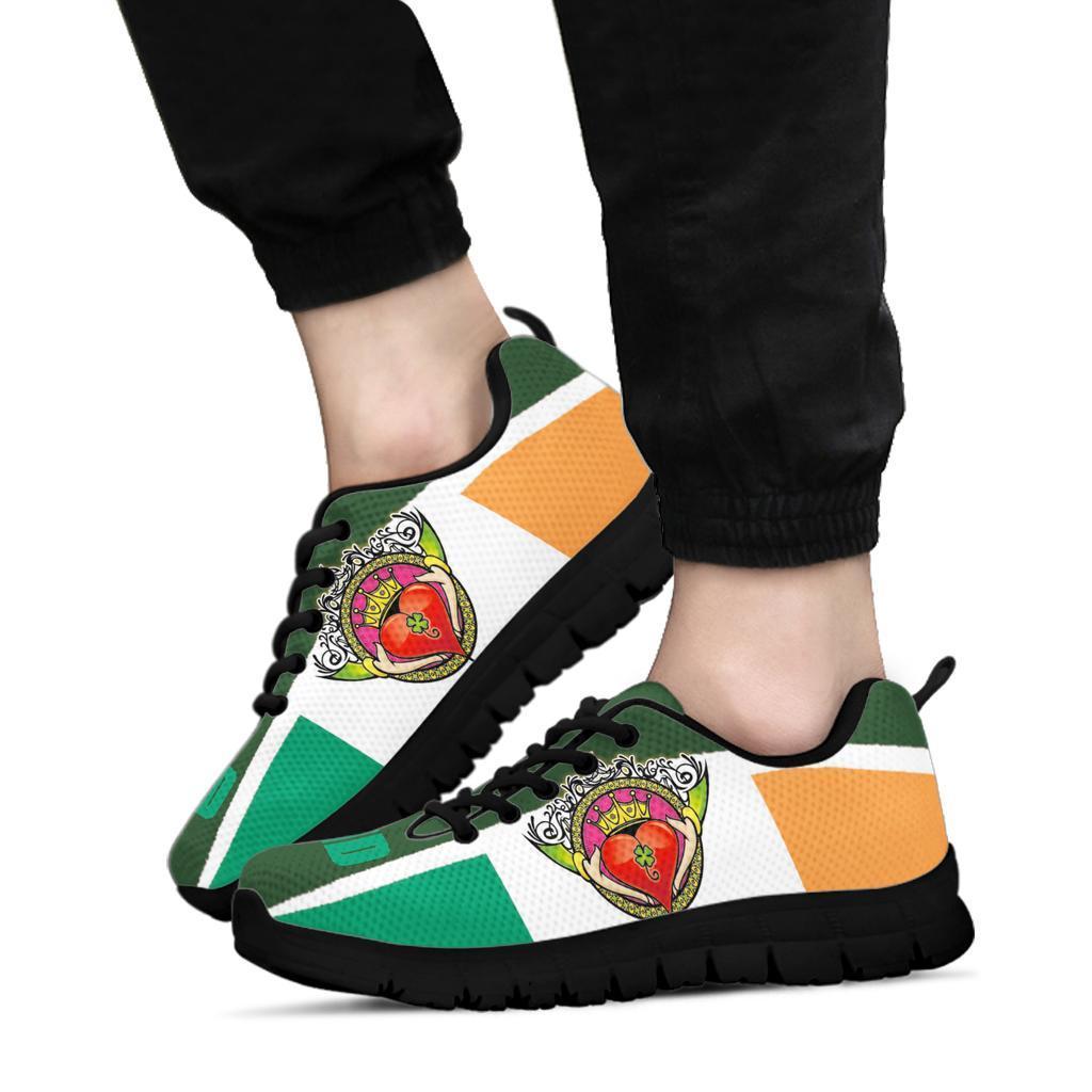 Celtic Ireland Sneakers - Ireland Flag With Claddagh Ring - Vibe Hoodie Shop