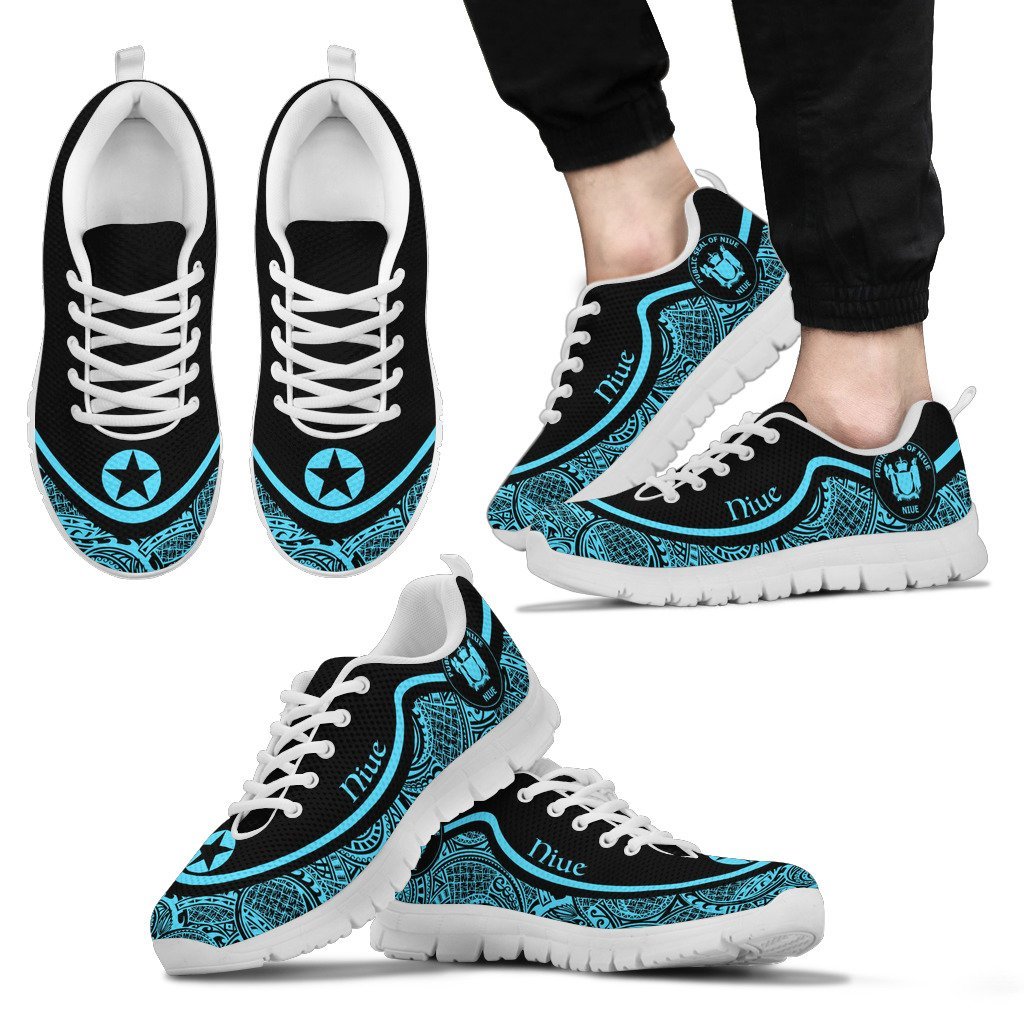 Niue Wave Sneakers - Polynesian Pattern Blue Color - Vibe Hoodie Shop