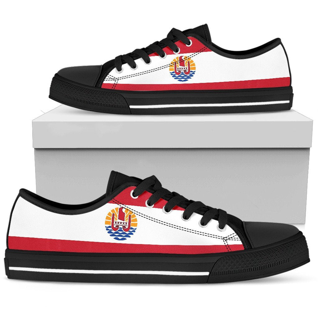 French Polynesia Original Flag Low Top Shoes - Vibe Hoodie Shop
