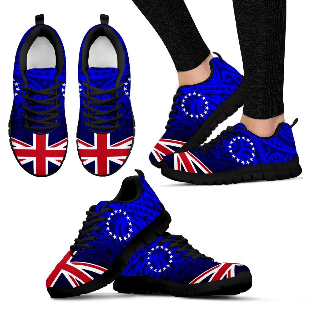 Cook Islands Sneakers - Polynesian Pattern Flag - Vibe Hoodie Shop