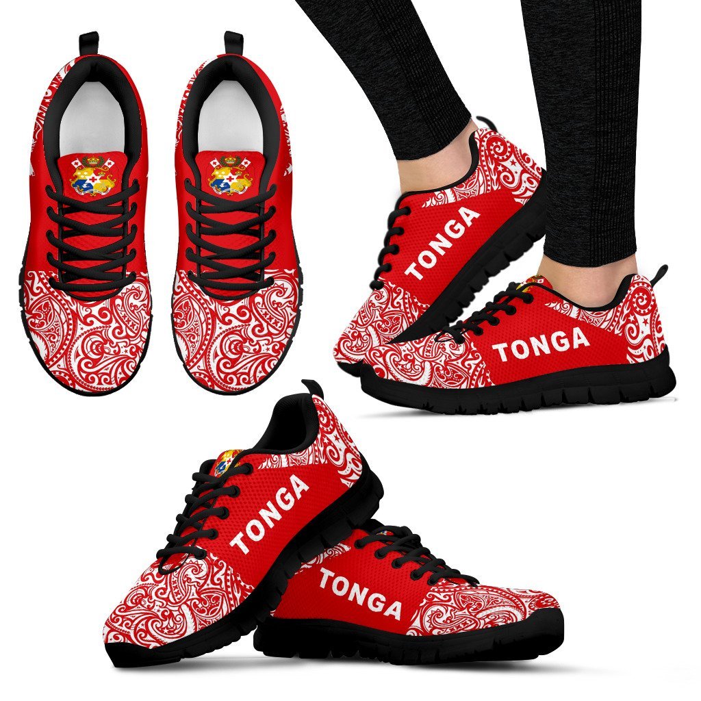 Tonga Sneakers Polynesian Half Style Red - Vibe Hoodie Shop