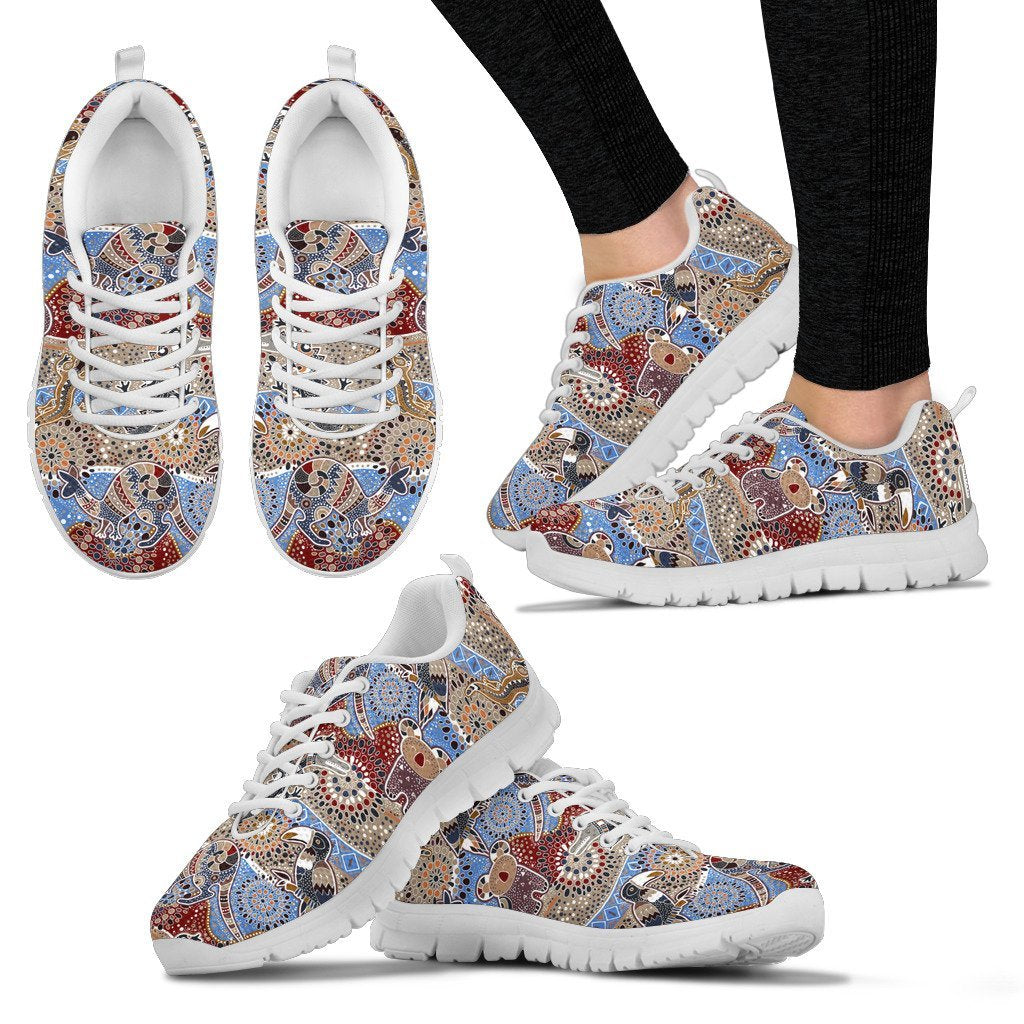 Aboriginal Sneakers, Koala Patterns Kangaroo Kookaburra Bohemian Style 04 - Vibe Hoodie Shop