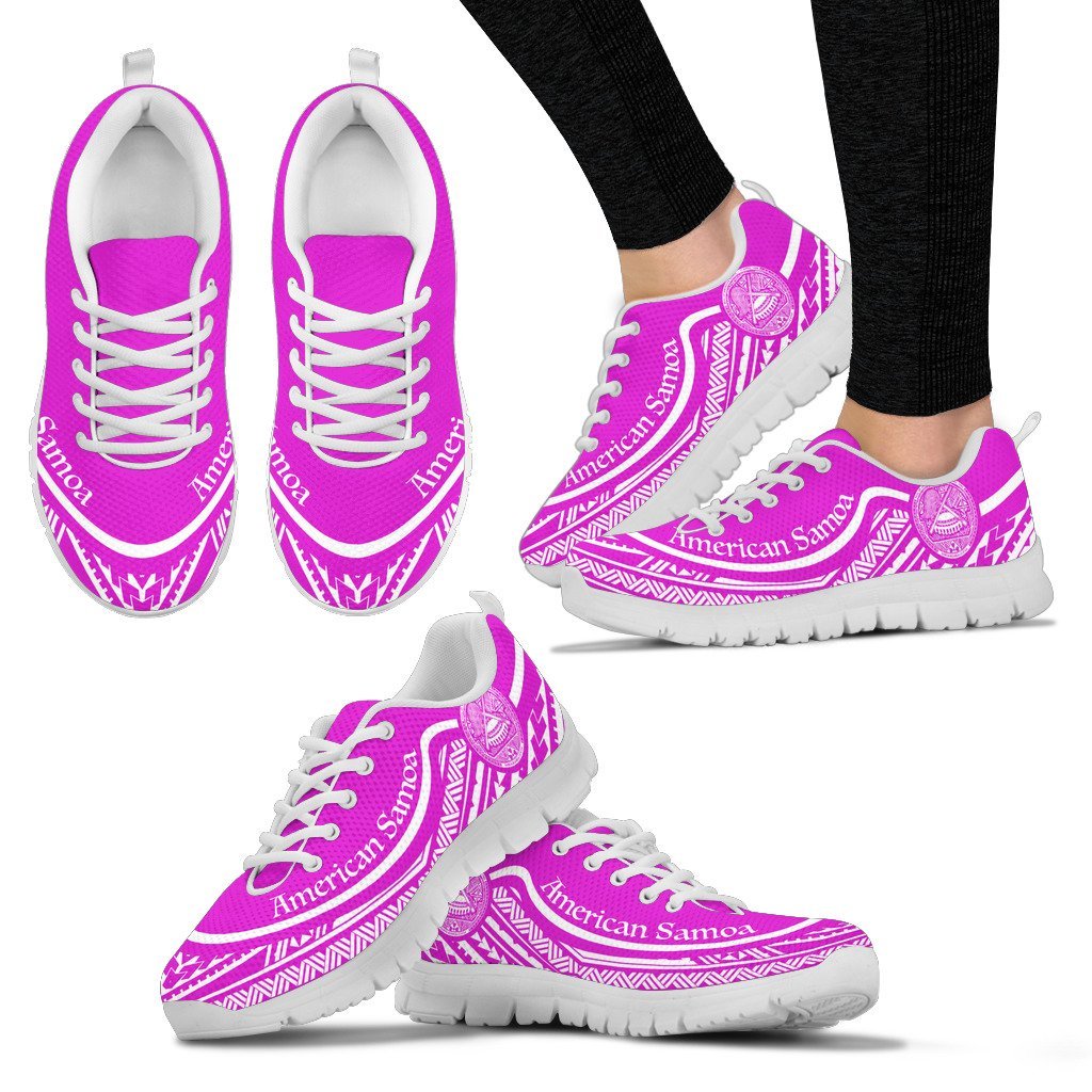 American Samoa Wave Sneakers White Pink Color - Vibe Hoodie Shop