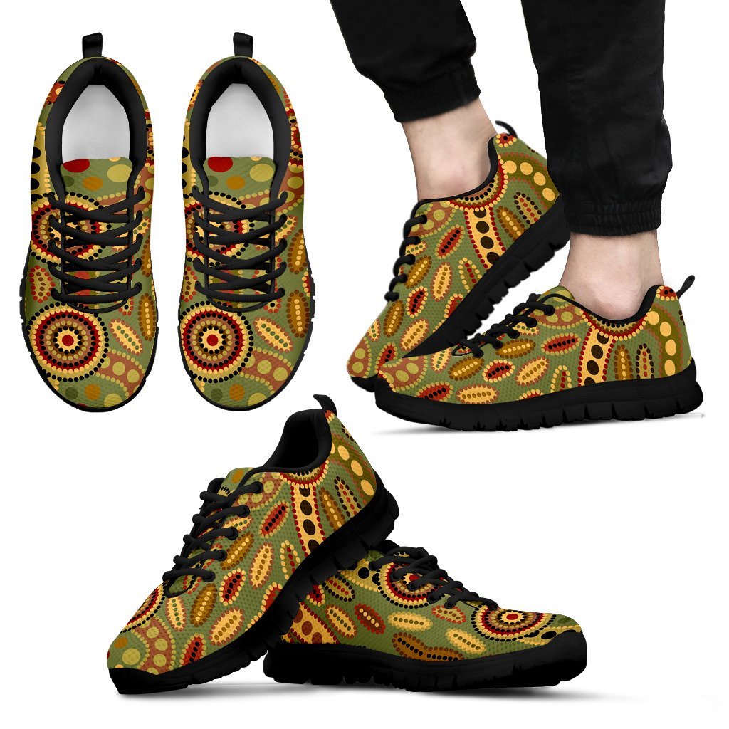 Aboriginal Sneakers, Circle Dot Painting Indigenous Patterns - Vibe Hoodie Shop