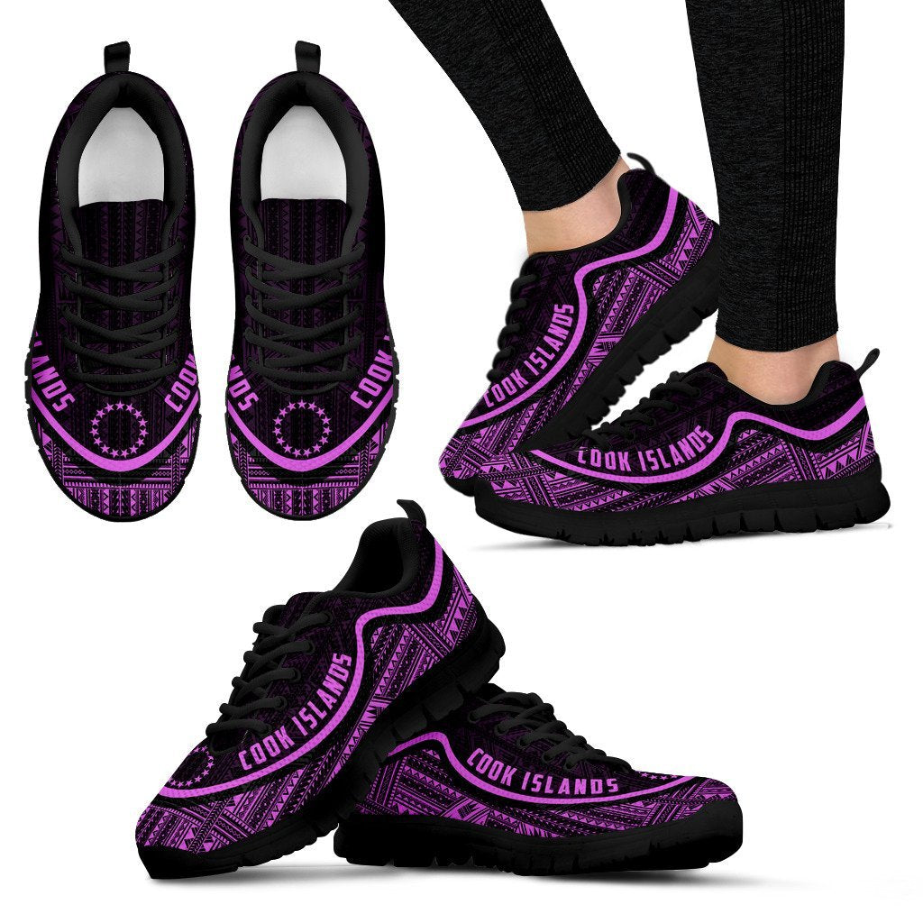 Cook Islands Wave Sneakers - Polynesian Pattern Purple Color - Vibe Hoodie Shop