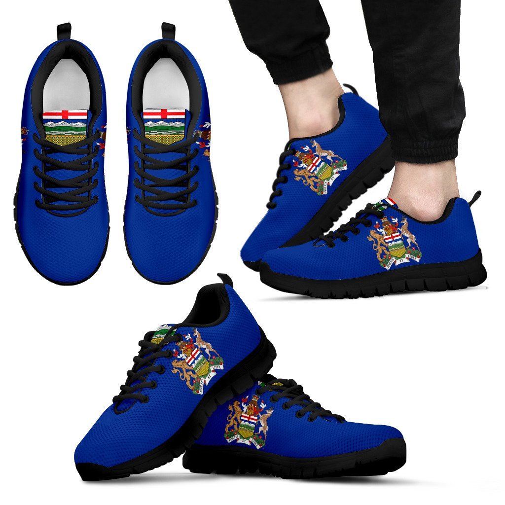 Canada Shoes - Alberta Flag And Coat Of Arm Sneakers - Vibe Hoodie Shop