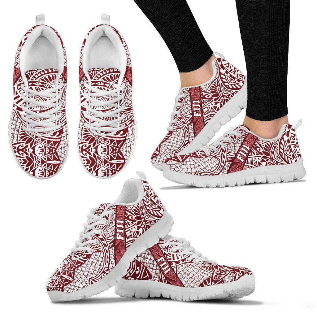 Fiji Poly Tribal Sneakers Red And White - Vibe Hoodie Shop