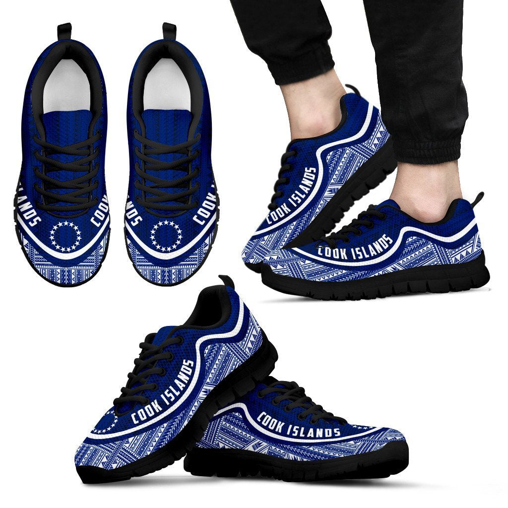 Cook Islands Wave Sneakers - Polynesian Pattern Blue Color - Vibe Hoodie Shop