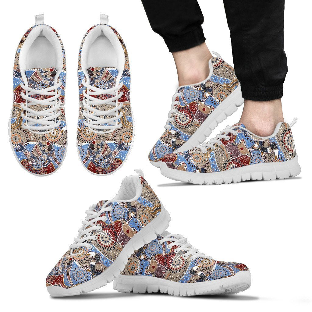 Aboriginal Sneakers, Koala Patterns Kangaroo Kookaburra Bohemian Style 04 - Vibe Hoodie Shop