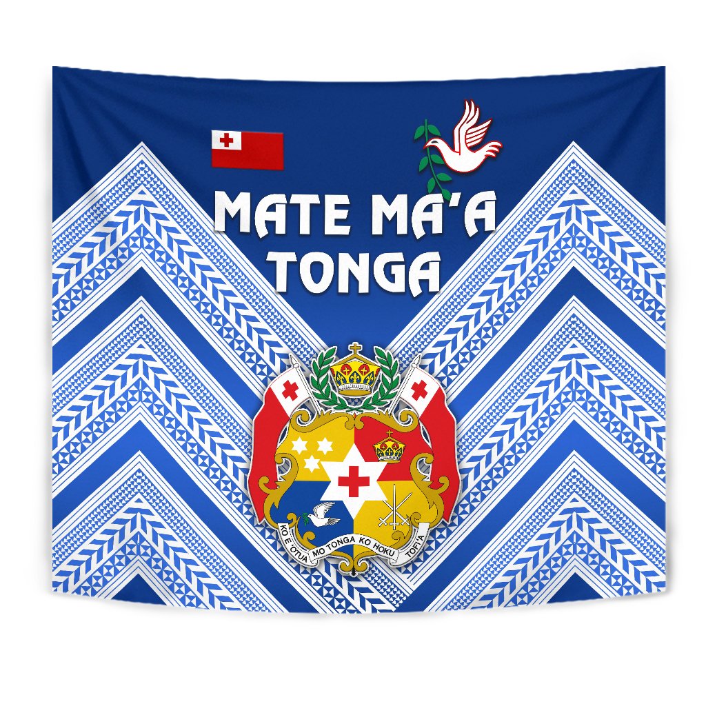 Mate Ma'a Tonga Rugby Tapestry Polynesian Creative Style - Blue - Vibe Hoodie Shop