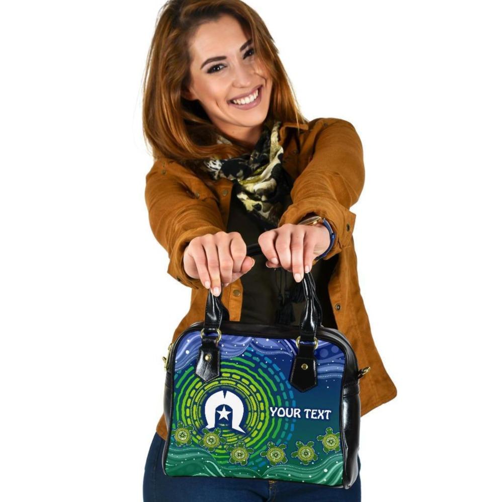 Custom Text Torres Strait Islanders Shoulder Handbag - Aboriginal Turtle - Vibe Hoodie Shop