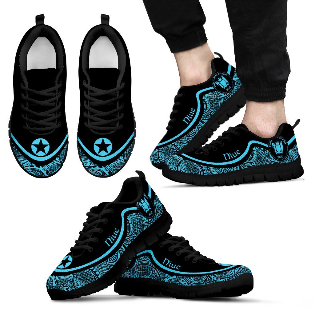 Niue Wave Sneakers - Polynesian Pattern Blue Color - Vibe Hoodie Shop