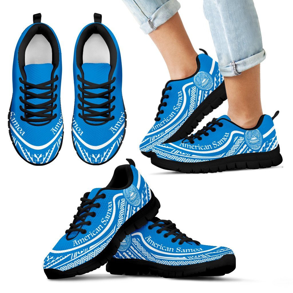 American Samoa Wave Sneakers White Blue Color - Vibe Hoodie Shop