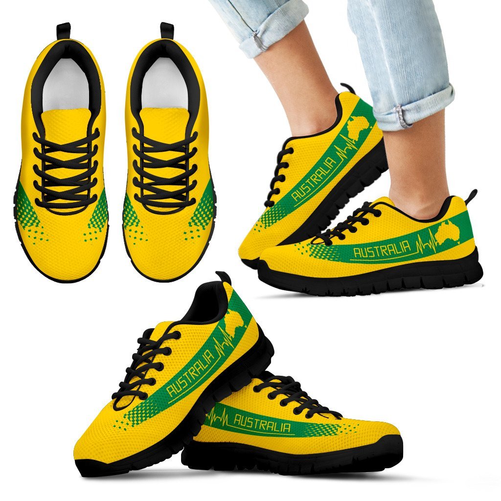 Australia Sneakers - Australian Map Shoes Heartbeat National Color - Unisex - Vibe Hoodie Shop