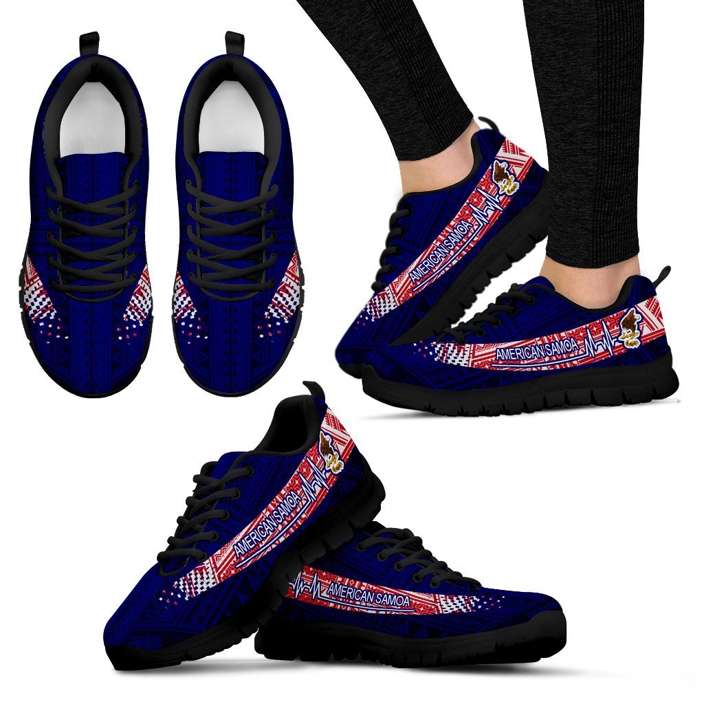 American Samoa Heartbeat Sneakers - Polynesian Pattern - Vibe Hoodie Shop