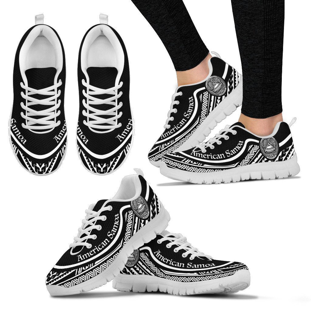 American Samoa Wave Sneakers Black White Color - Vibe Hoodie Shop