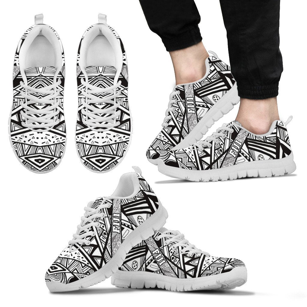 Fiji Poly Tribal Sneakers Black And White Mystery - Vibe Hoodie Shop