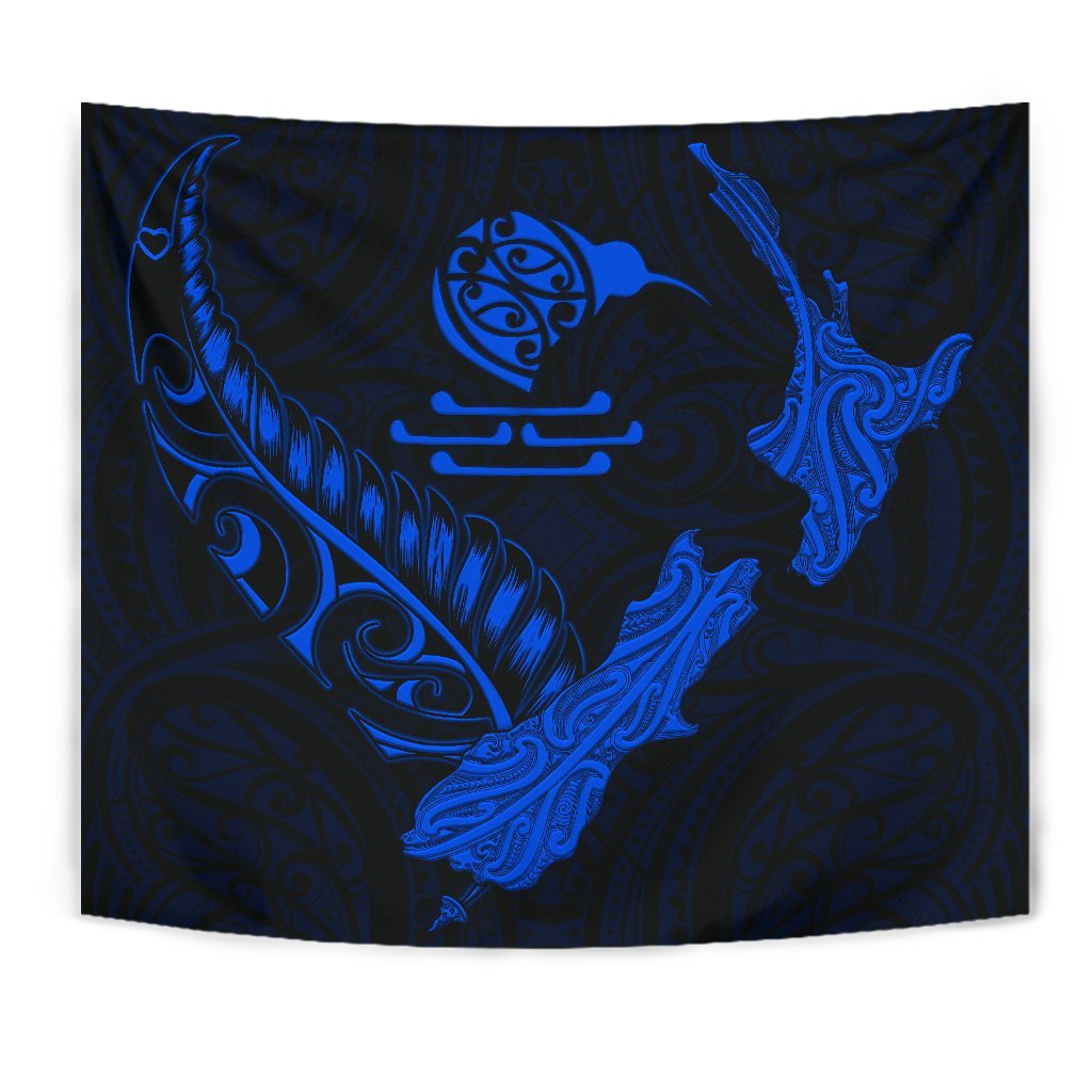 New Zealand Heart Tapestry - Map Kiwi mix Silver Fern Blue - Vibe Hoodie Shop