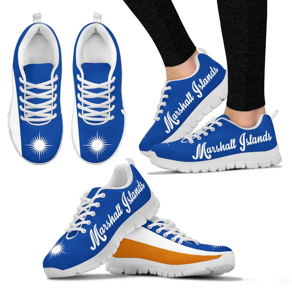 Marshall Islands Sneakers - Marshall Islands Flag Men's/Women's Black/White Shoes - Vibe Hoodie Shop