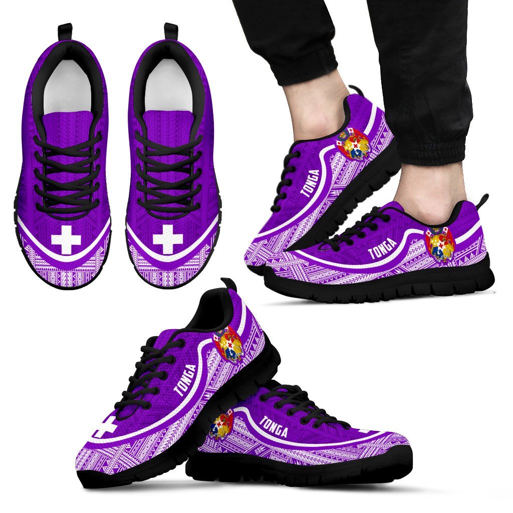 Tonga Wave Sneakers - Polynesian Pattern White Purple Color - Vibe Hoodie Shop