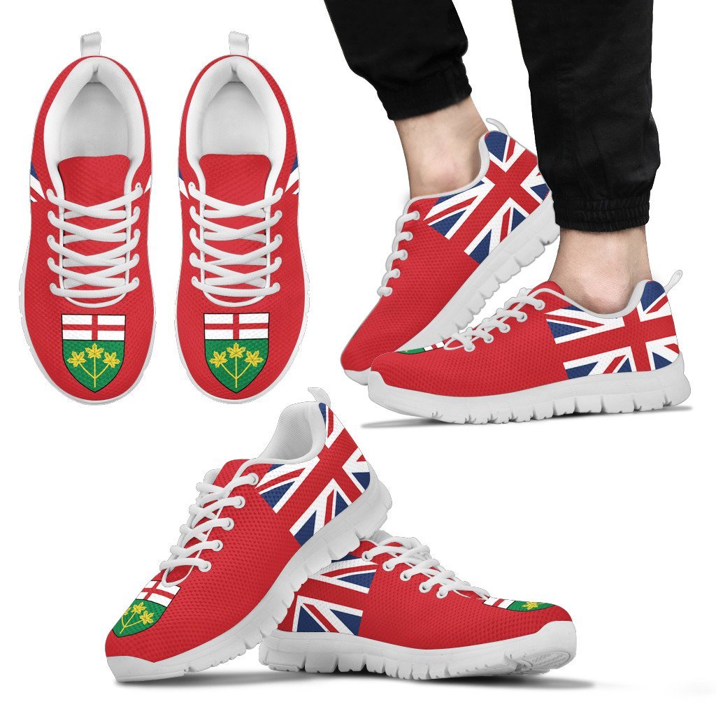 Canada Ontario Map And Coat Of Arm Sneakers - Vibe Hoodie Shop