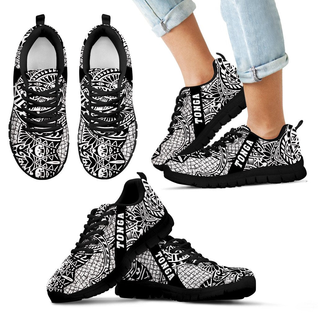 Tonga Poly Tribal Sneakers Black And White - Vibe Hoodie Shop