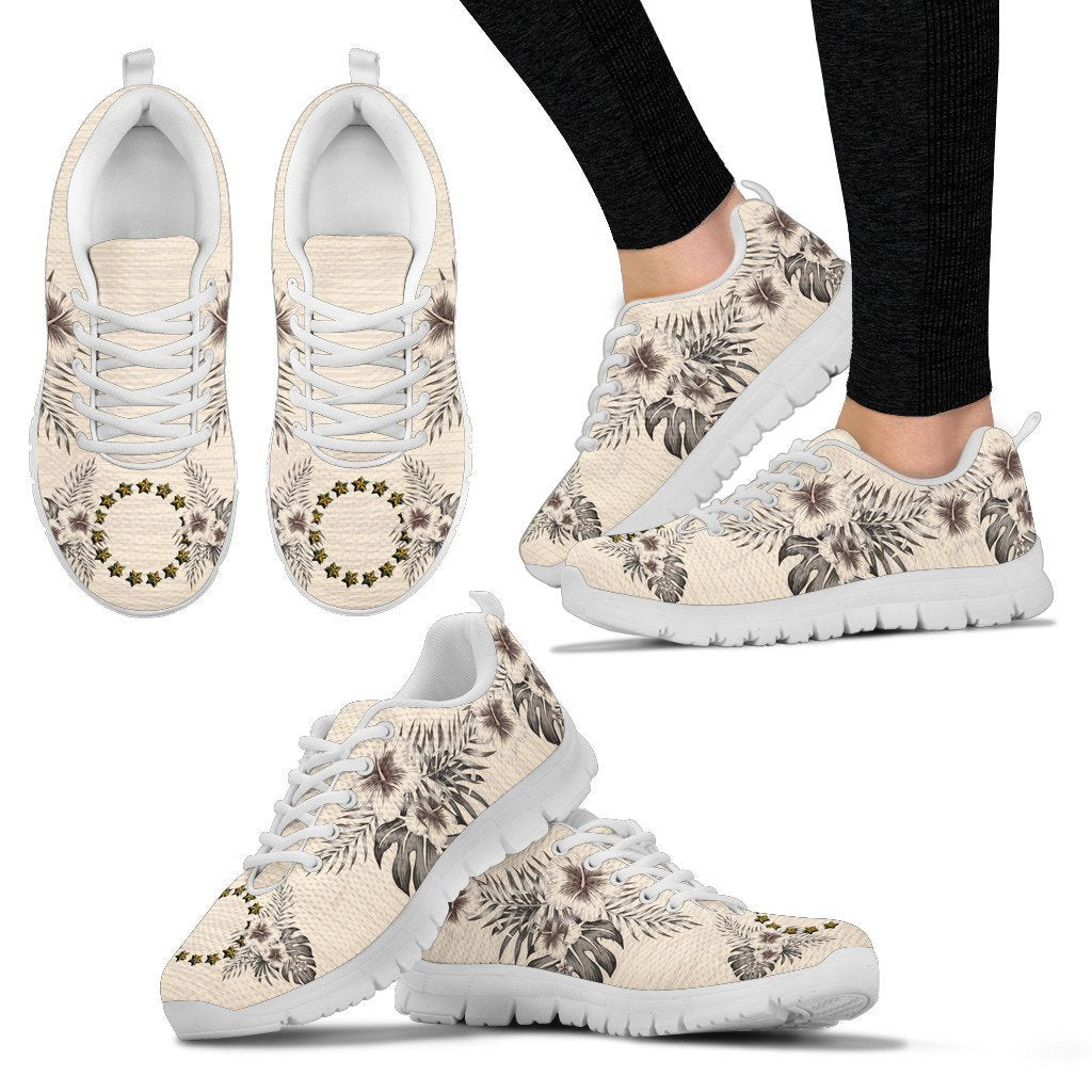 Cook Islands Sneakers - The Beige Hibiscus - Vibe Hoodie Shop